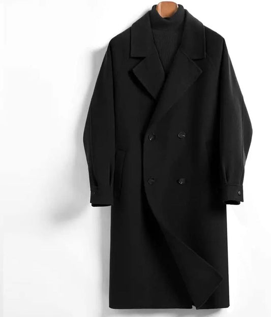 ZHCHAO Double-sided Tweed Coat Tweed Jacket Loose Tweed Windbreaker Winter