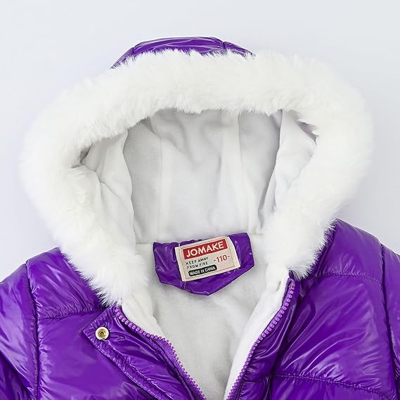 Valcatch Kid Girls Winter Puffer Jackets Faux Fur Hooded Parka Coats Fleece Warm Winfproof Padded Down Overcoat Belt Pockets School Outwear